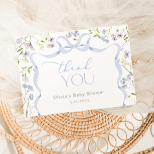 WildblomBlue Bow ram Baby-duschen Tack Kort