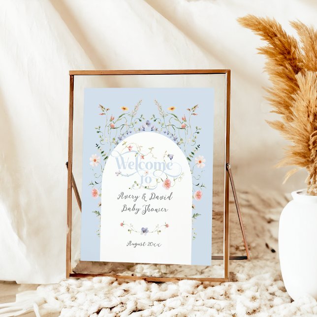 WildblomBlue Boy Bloom Baby Shower Poster (Skapare uppladdad)