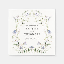 WildblomBlue Watercolor Bröllop Monogram Pappersservett