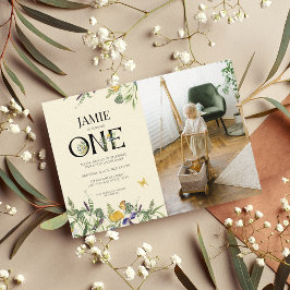 WildblomBoho 1:a födelsedagstjejfoto Inbjudningar