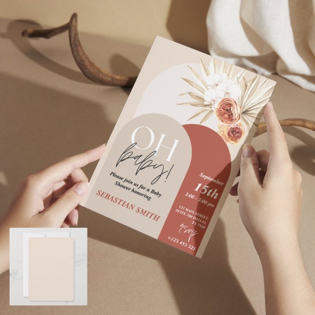 WildblomBoho Baby Shower Inbjudan - Gender Neutra (Wildflower Boho Baby Shower Invite - Gender Neutral Floral)