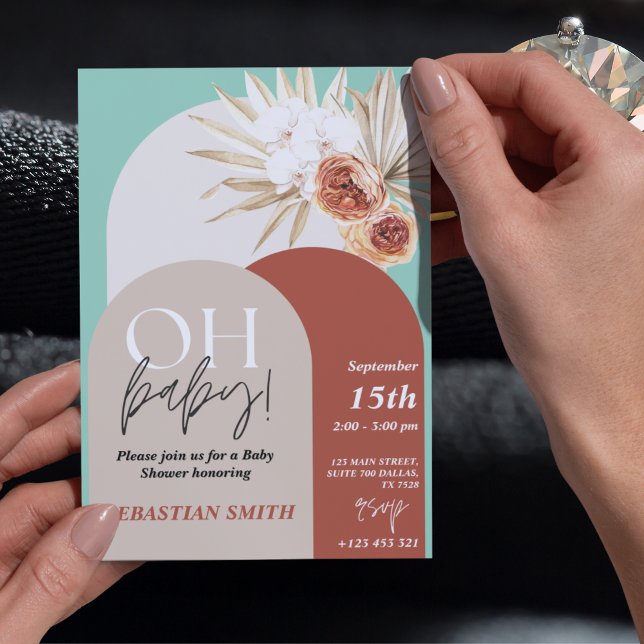 WildblomBoho Baby Shower Inbjudan - Gender Neutra (Wildflower Boho Baby Shower Invite - Gender Neutral Floral)