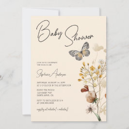 WildblomBoho Baby Shower Inbjudningar