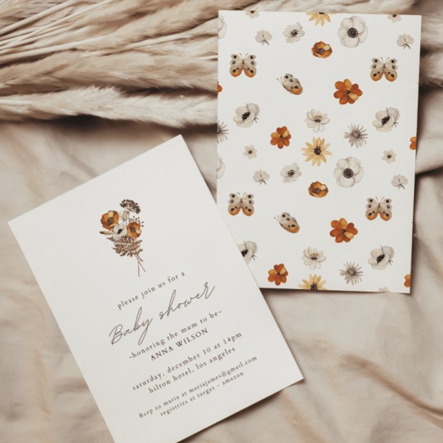 WildblomBoho Baby Shower Inbjudningar (Skapare uppladdad)
