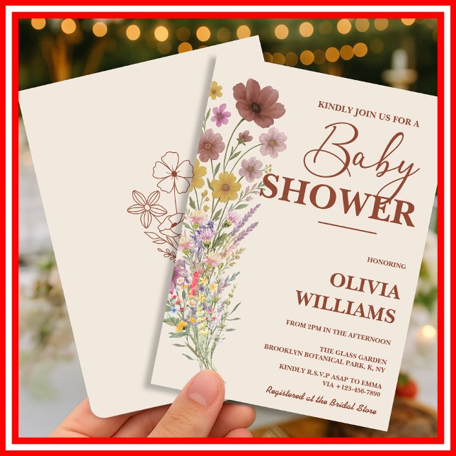 WildblomBoho Baby Shower Inbjudningar (Skapare uppladdad)