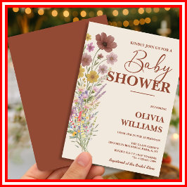 WildblomBoho Baby Shower Inbjudningar