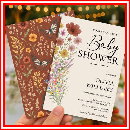 WildblomBoho Baby Shower Inbjudningar