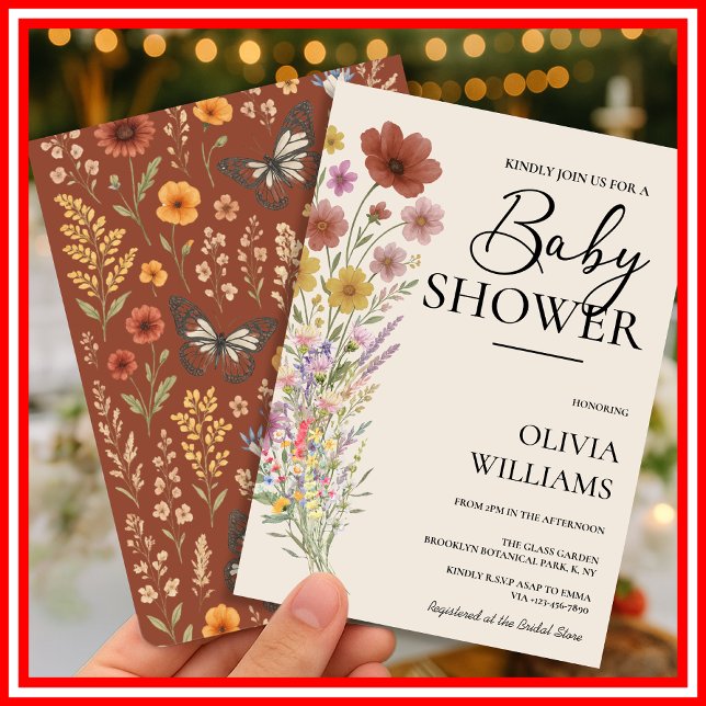 WildblomBoho Baby Shower Inbjudningar (Skapare uppladdad)