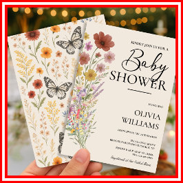 WildblomBoho Baby Shower Inbjudningar