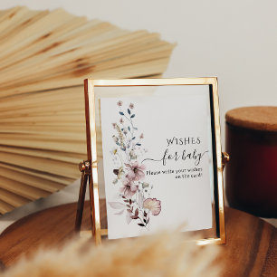 Wildblomboho Baby Shower Önskemål för Baby-spel Poster