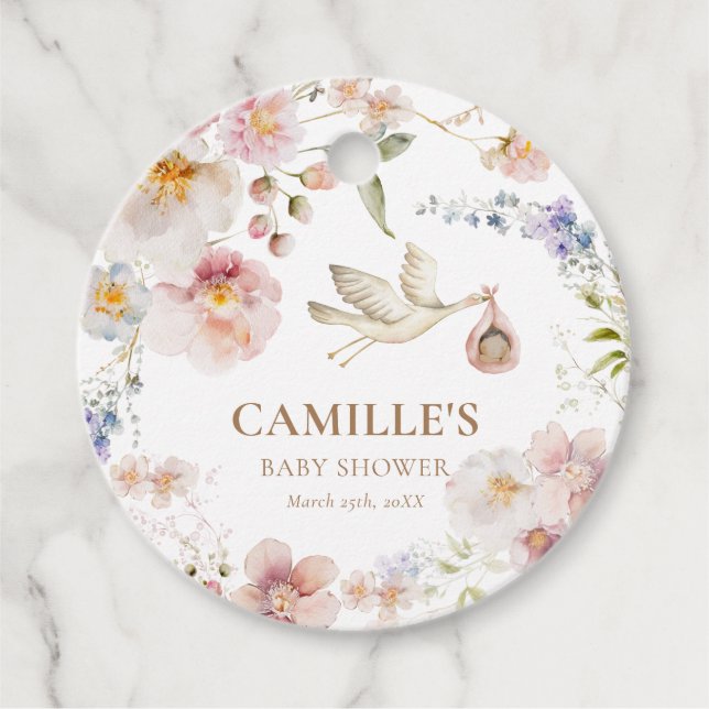 WildblomBoho Baby Shower Tack Gåvor Etiketter (Framsida)