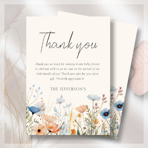 WildblomBoho Baby Shower Tack Kort