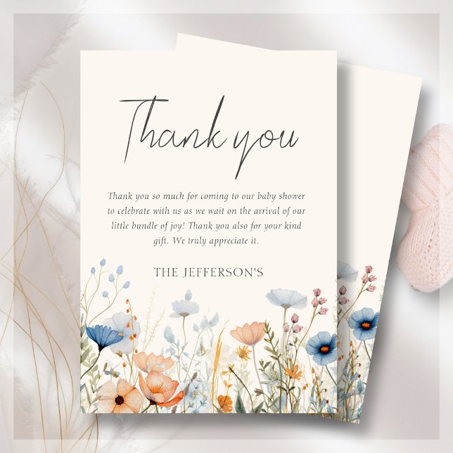 WildblomBoho Baby Shower Tack Kort (Skapare uppladdad)