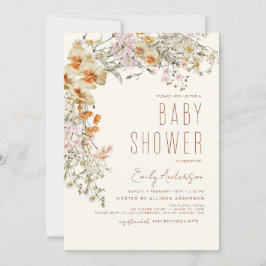 WildblomBoho Baby Shower Terracotta Modern Inbjudningar