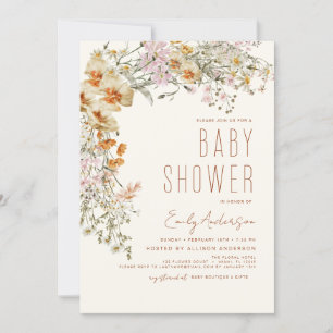 WildblomBoho Baby Shower Terracotta Modern Inbjudningar