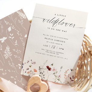 WildblomBoho Baby Shower Woodsy Elegant Inbjudningar