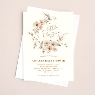 WildblomBoho Blessings Baby Shower Inbjudningar