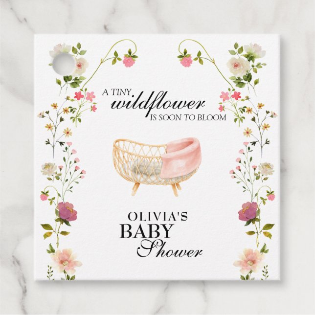 WildblomBoho Blommigt Baby Shower Gåvor Etiketter (Framsida)
