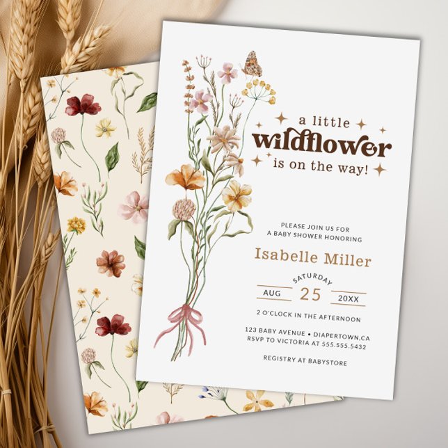 WildblomBoho Blommigt Baby Shower Inbjudningar (Wildflower Boho Floral Baby Shower Invitation)