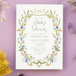 WildblomBoho Blommigt Baby Shower Inbjudningar