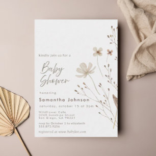 WildblomBoho Blommigt Baby Shower Inbjudningar