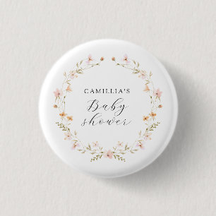 WildblomBoho Blommigt Baby Shower Knapp