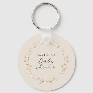 WildblomBoho Blommigt Baby Shower Nyckelring