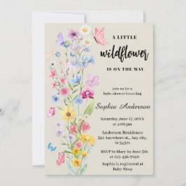 WildblomBoho Blommigt Neutralt Baby Shower Inbjudningar