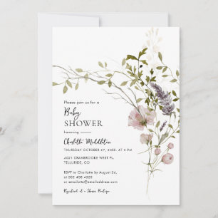 WildblomBoho Botanical Baby Shower Inbjudningar