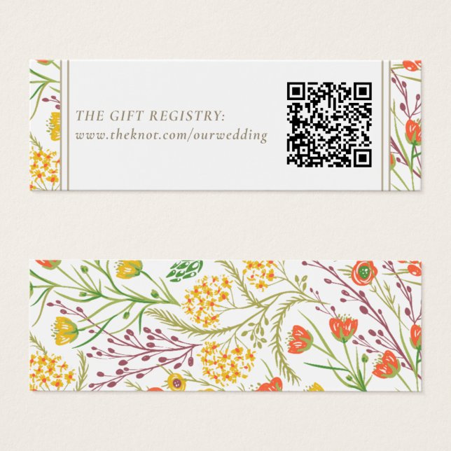 WildblomBoho Bröllop Gift-registreringskod QR Litet Visitkort (Framsida & baksida)