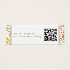 WildblomBoho Bröllop Gift-registreringskod QR Litet Visitkort