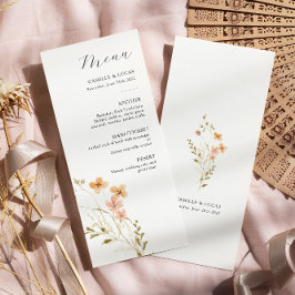 WildblomBoho Bröllop Menu Meny