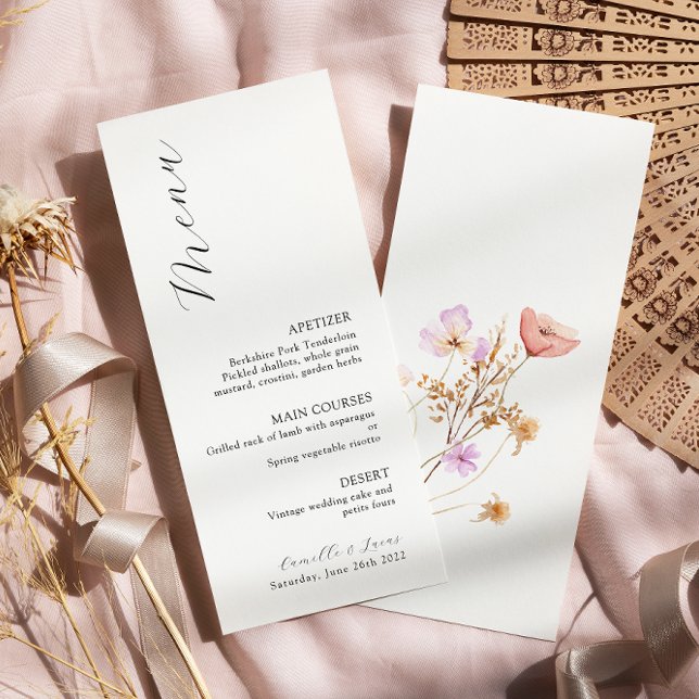 WildblomBoho Bröllop Menu Meny (Skapare uppladdad)