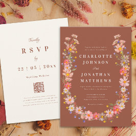 WildblomBoho Burnt Orange Fall Wedding Inbjudningar
