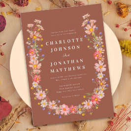 WildblomBoho Burnt Orange Fall Wedding Inbjudningar
