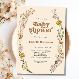 WildblomBoho Chic Baby Shower Inbjudningar