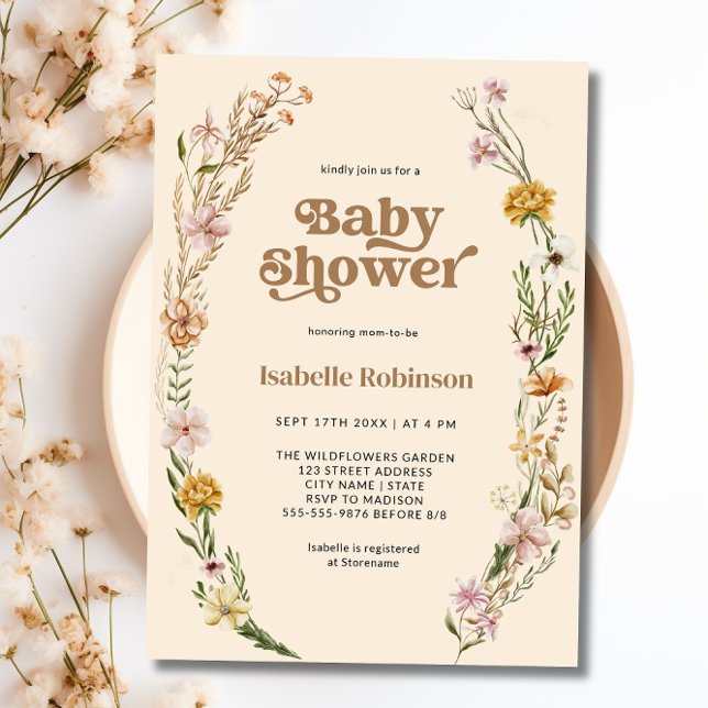 WildblomBoho Chic Baby Shower Inbjudningar (Wildflower Boho Chic Baby Shower Invitation)