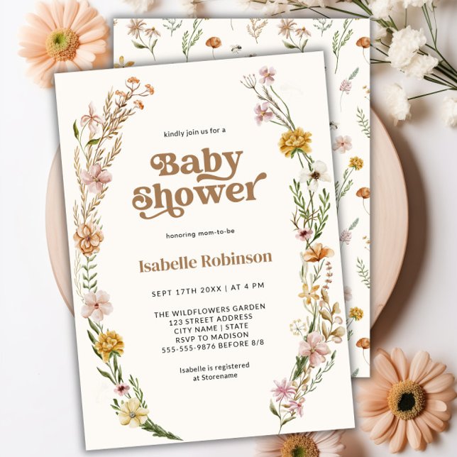 WildblomBoho Chic Baby Shower Inbjudningar (Wildflower Boho Chic Baby Shower Invitation)