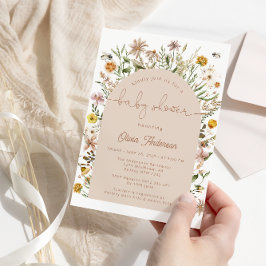 WildblomBoho Chic Baby Shower Inbjudningar
