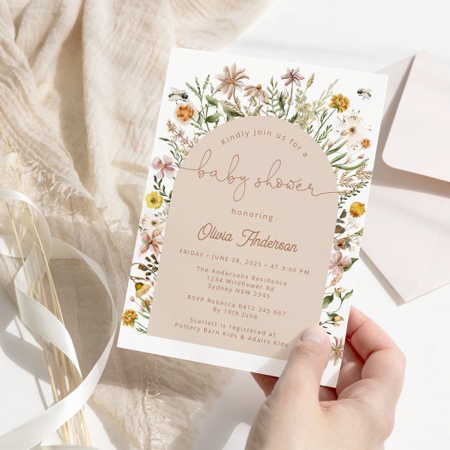 WildblomBoho Chic Baby Shower Inbjudningar (Skapare uppladdad)