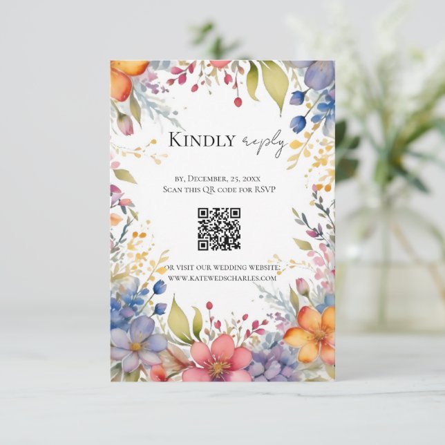 Wildblomboho chic blommigt wandement osa kort (Stående Fram)