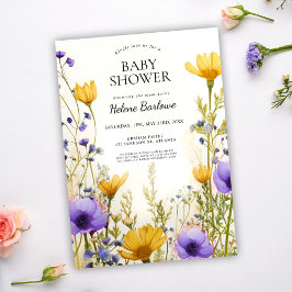 WildblomBoho Chic Watercolor Blommigt Baby Shower Inbjudningar