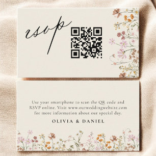 WildblomBoho Cream OSA QR Code Bröllop Tilläggskort