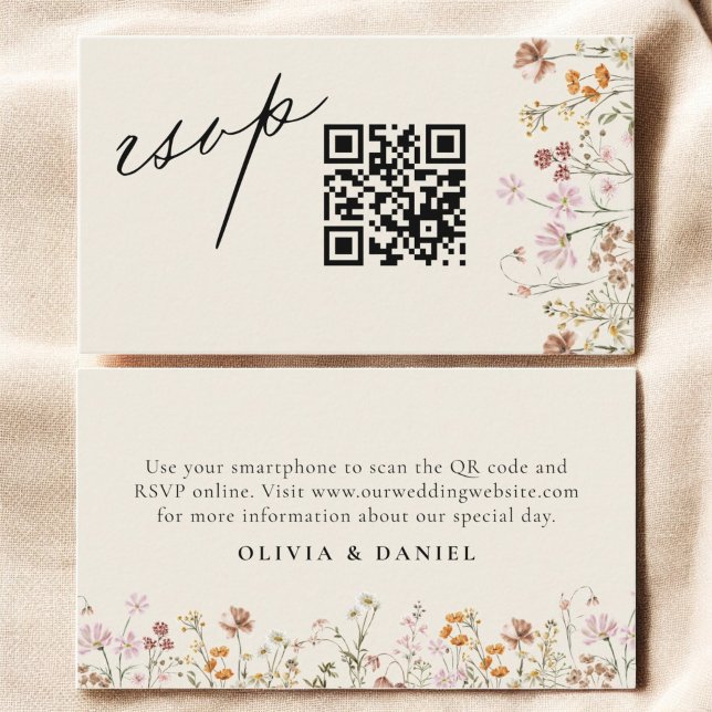 WildblomBoho Cream OSA QR Code Bröllop Tilläggskort (Skapare uppladdad)