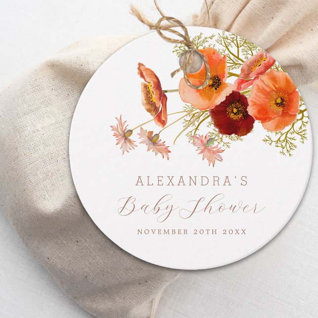 WildblomBoho Fall Blommigt Anpassningsbar Baby Sho Gåvor Etiketter (Boho fall wildflower floral personalized baby shower favor tag)