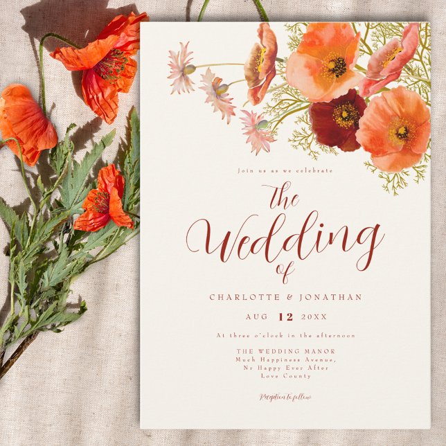 WildblomBoho Fall Wedding Inbjudningar (Boho wildflower fall wedding invitation )