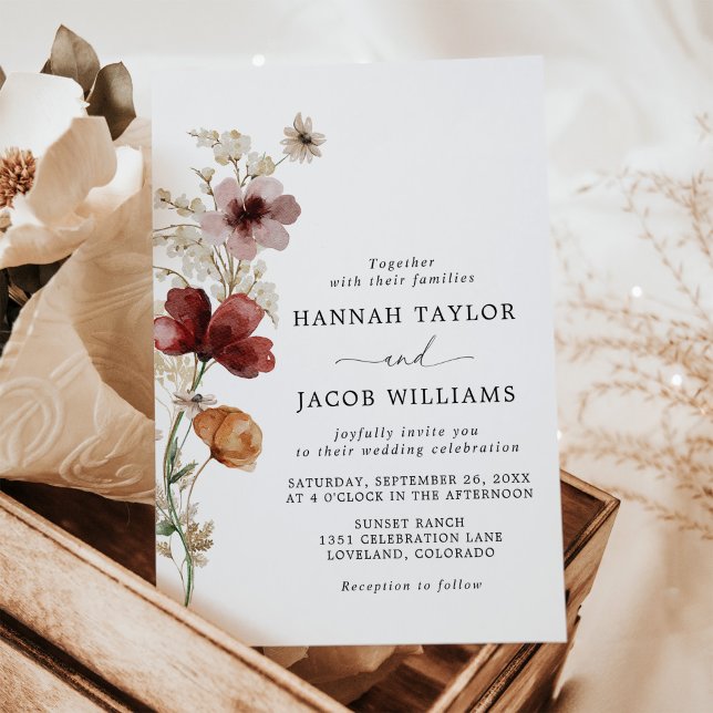 WildblomBoho Fall Wedding Inbjudningar (Skapare uppladdad)
