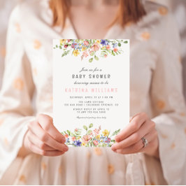 WildblomBoho Fält Kön Neutral Baby Shower Inbjudningar