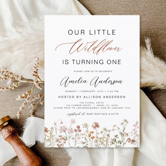 WildblomBoho Första födelsedagen Garden Inbjudningar (Skapare uppladdad)