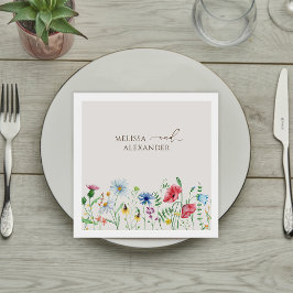 WildblomBoho Garden Beige Bröllop Napkins Pappersservett